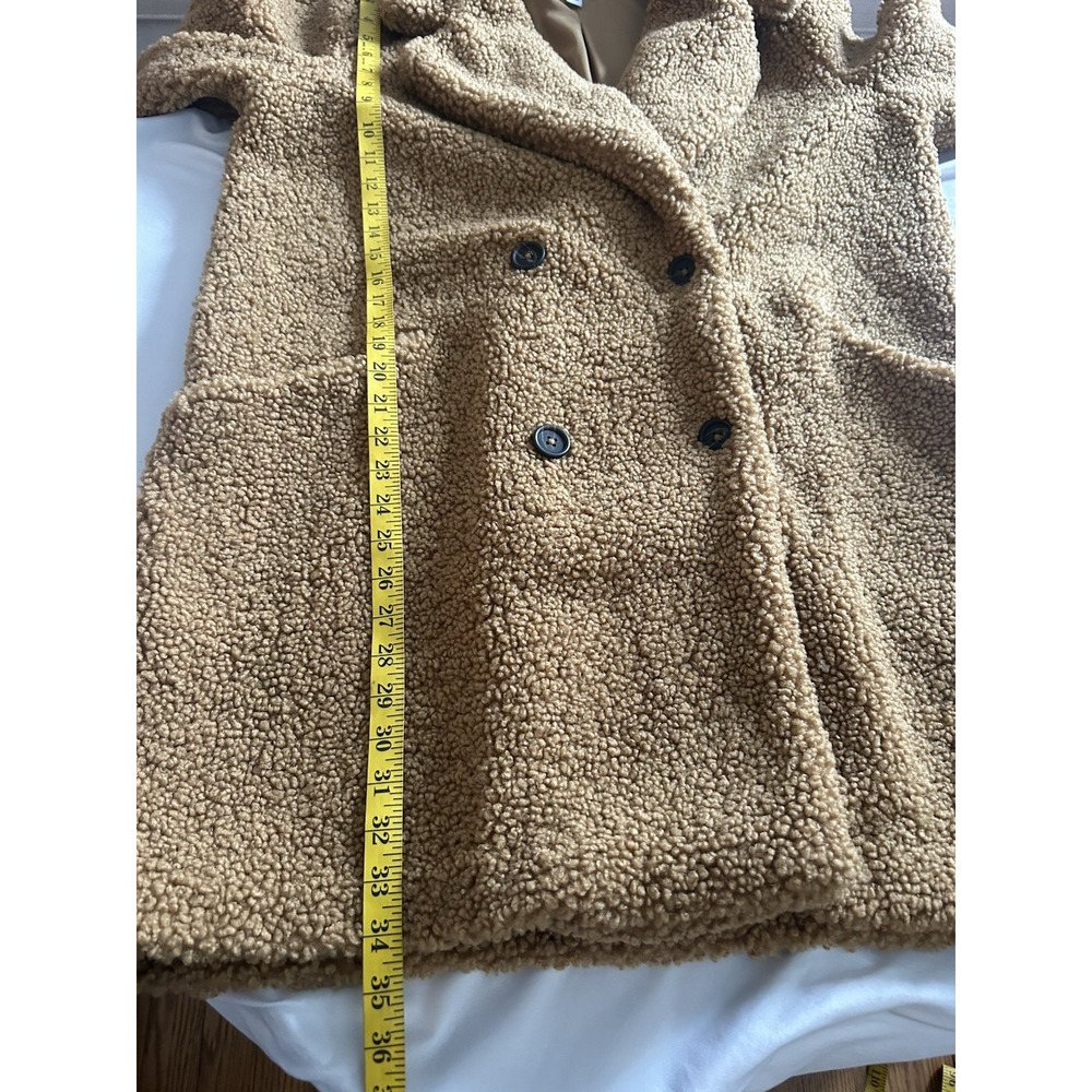 Nine West Fuzzy Teddy Double Breasted Coat Womens Size XL Brown Cozy Warm - Picture 9 of 10